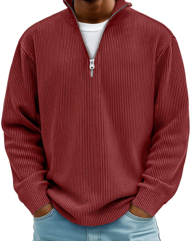 Men's Quarter Zip Rib Knit Jumper for Smart Casual Wear