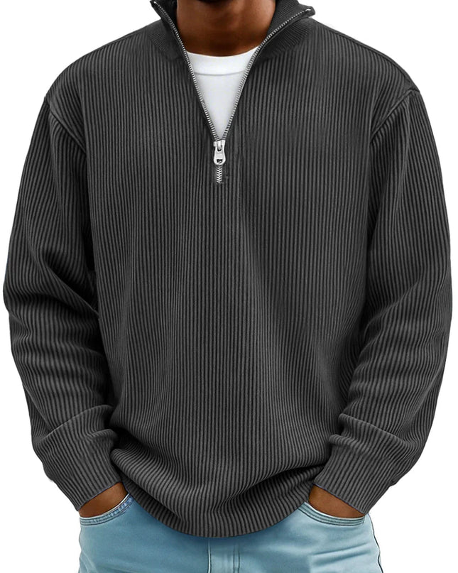 Men's Quarter Zip Rib Knit Jumper for Smart Casual Wear