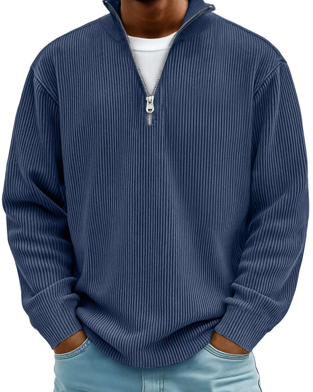 Men's Quarter Zip Rib Knit Jumper for Smart Casual Wear