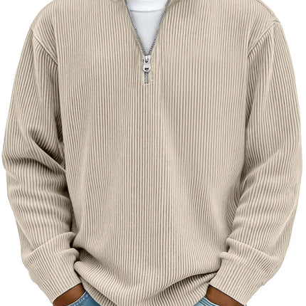 Men's Quarter Zip Rib Knit Jumper for Smart Casual Wear