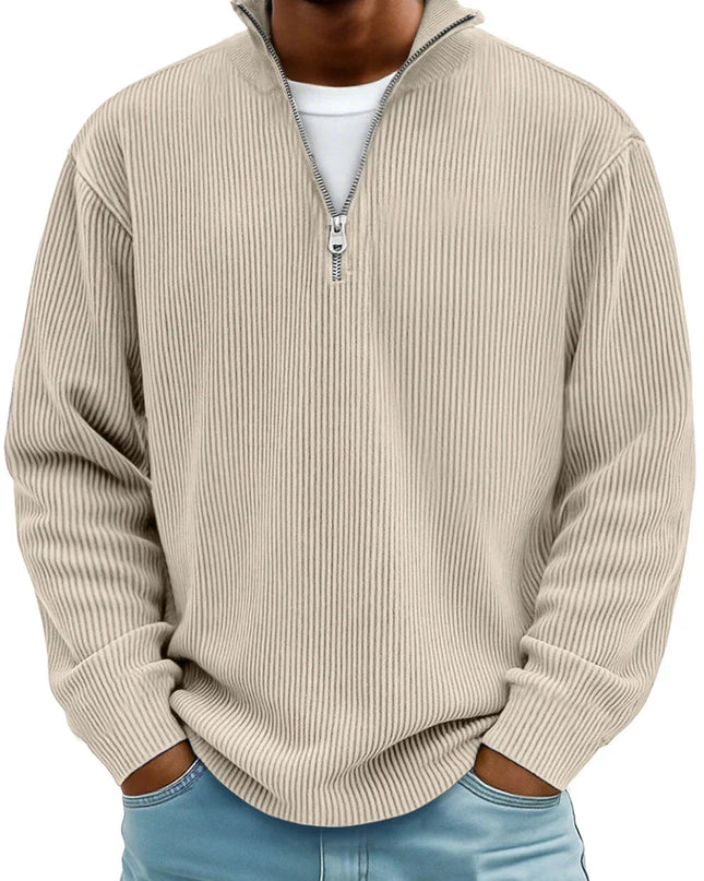 Men's Quarter Zip Rib Knit Jumper for Smart Casual Wear