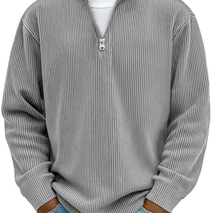 Men's Quarter Zip Rib Knit Jumper for Smart Casual Wear