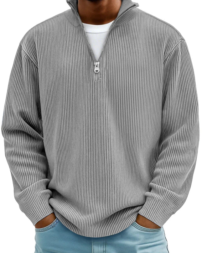 Men's Quarter Zip Rib Knit Jumper for Smart Casual Wear