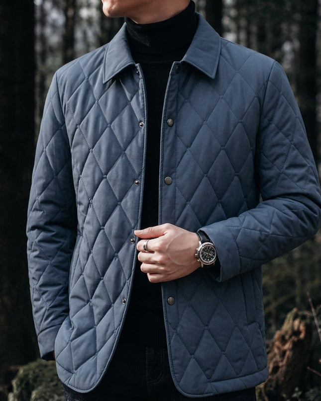 Men's Quilted Jacket – Diamond Stitch Smart Casual Layer