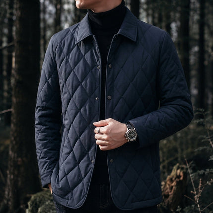 Men's Quilted Jacket – Diamond Stitch Smart Casual Layer