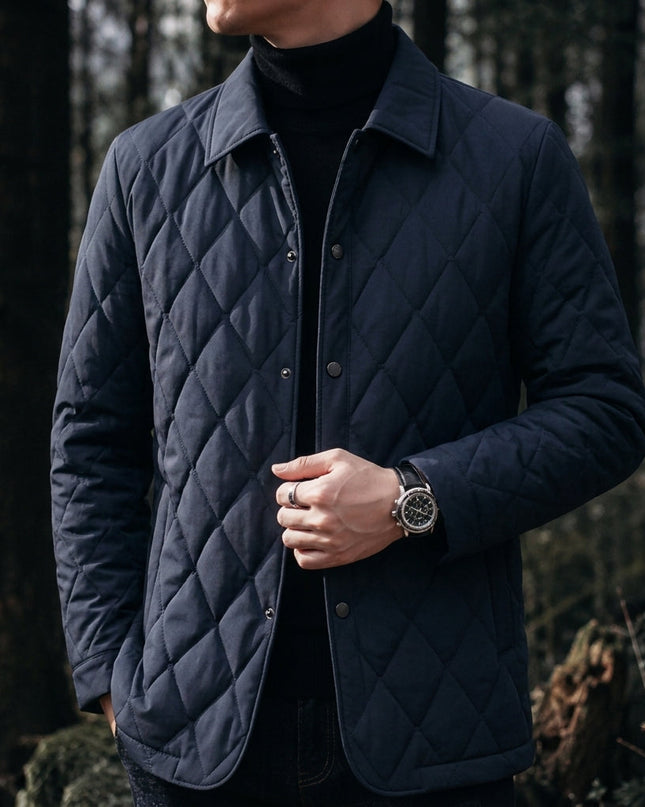 Men's Quilted Jacket – Diamond Stitch Smart Casual Layer