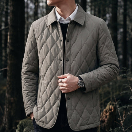 Men's Quilted Jacket – Diamond Stitch Smart Casual Layer