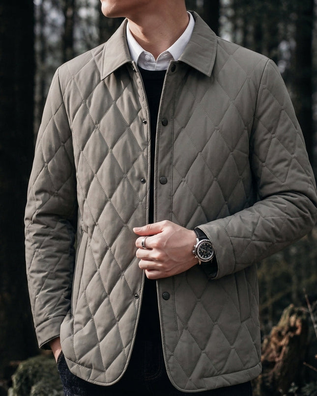 Men's Quilted Jacket – Diamond Stitch Smart Casual Layer