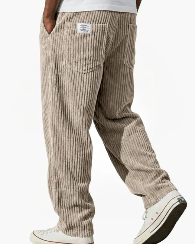 Men's Relaxed Fit Corduroy Trousers – Wide Wale Casual Style