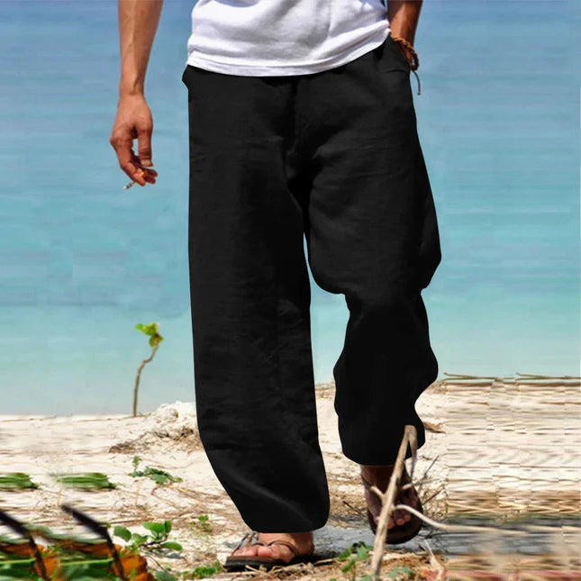 Men's Relaxed Linen Trousers – Wide Leg Holiday Tailoring