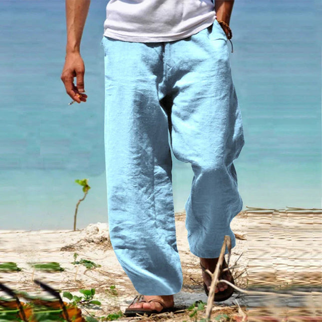 Men's Relaxed Linen Trousers – Wide Leg Holiday Tailoring