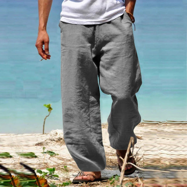 Men's Relaxed Linen Trousers – Wide Leg Holiday Tailoring