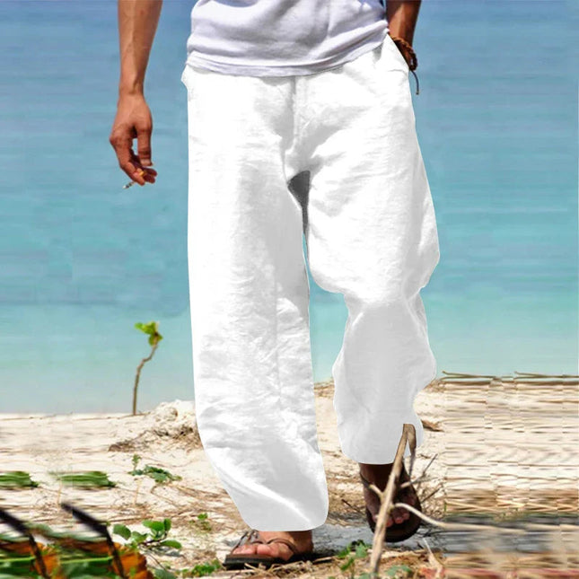 Men's Relaxed Linen Trousers – Wide Leg Holiday Tailoring