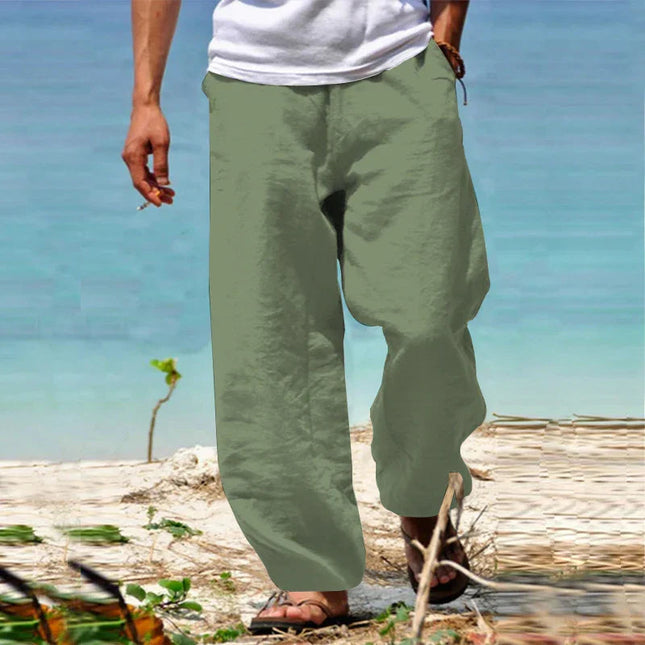 Men's Relaxed Linen Trousers – Wide Leg Holiday Tailoring