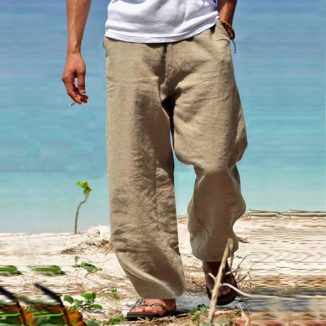 Men's Relaxed Linen Trousers – Wide Leg Holiday Tailoring