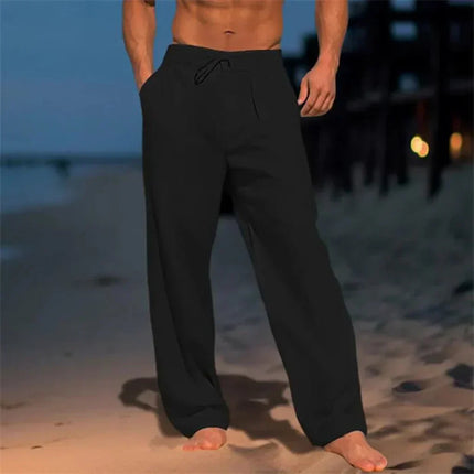 Men's Resort Linen Trousers – Relaxed Drawstring Wide Leg
