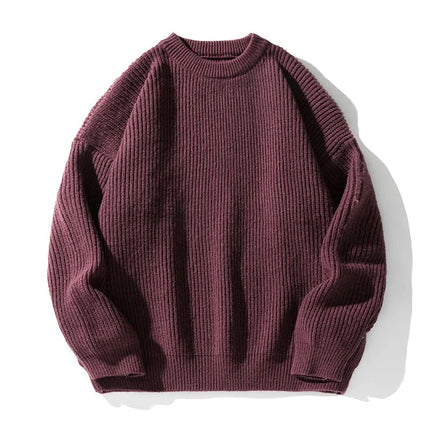 Men's Rib Knit Jumper – Relaxed Fit Crew Neck Style