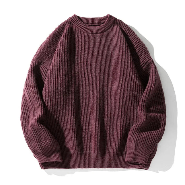 Men's Rib Knit Jumper – Relaxed Fit Crew Neck Style