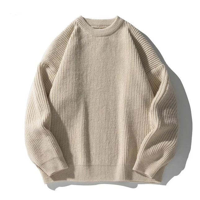 Men's Rib Knit Jumper – Relaxed Fit Crew Neck Style