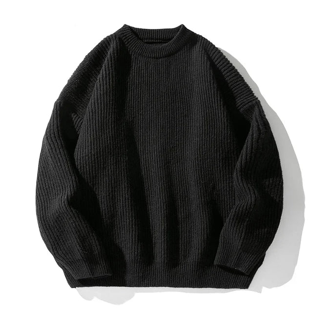 Men's Rib Knit Jumper – Relaxed Fit Crew Neck Style