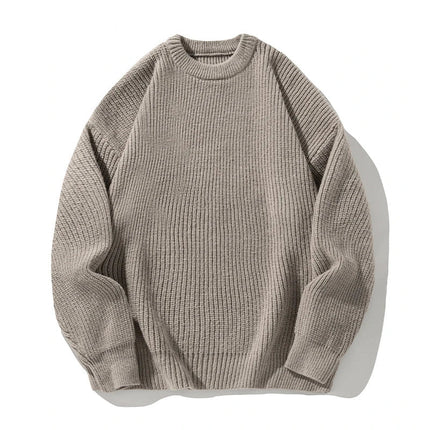 Men's Rib Knit Jumper – Relaxed Fit Crew Neck Style