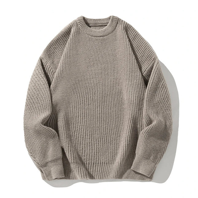 Men's Rib Knit Jumper – Relaxed Fit Crew Neck Style