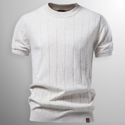 Men's Ribbed T-Shirt in Regular Cut – Refined Knit Texture