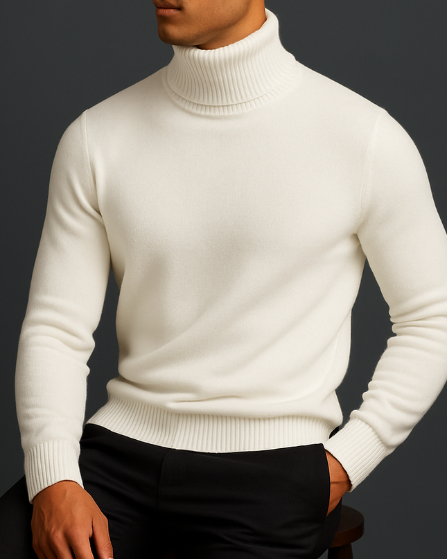 Men's Roll Neck Jumper – Fine Knit Classic Winter Layer