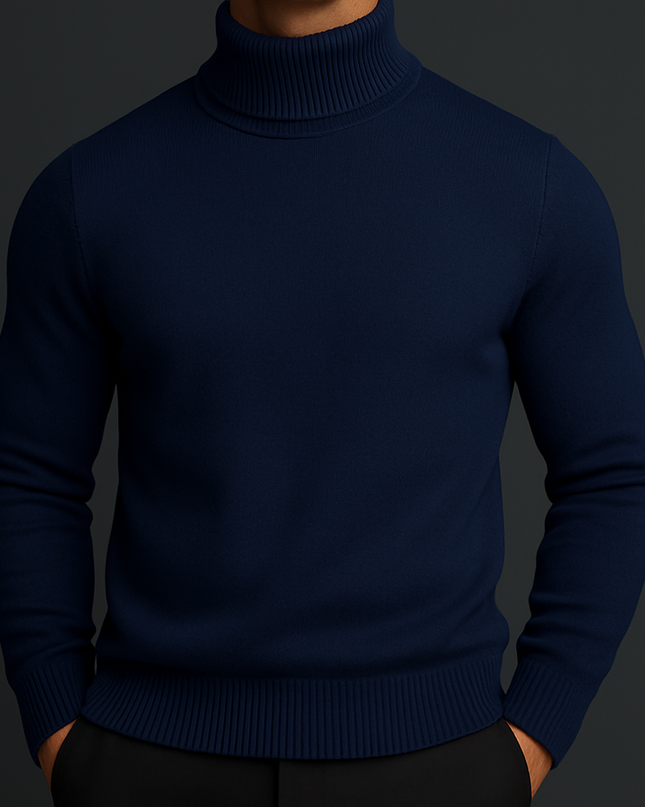 Men's Roll Neck Jumper – Fine Knit Classic Winter Layer