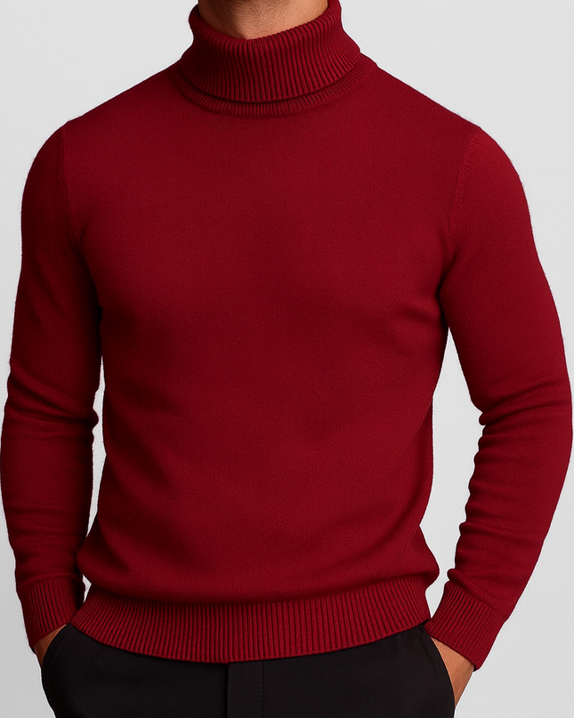 Men's Roll Neck Jumper – Fine Knit Classic Winter Layer