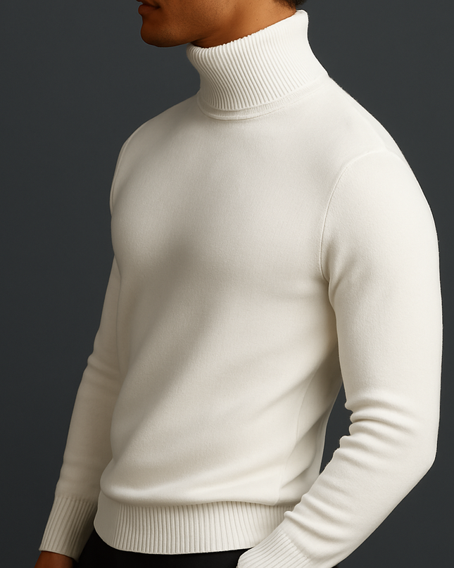 Men's Roll Neck Jumper – Fine Knit Classic Winter Layer