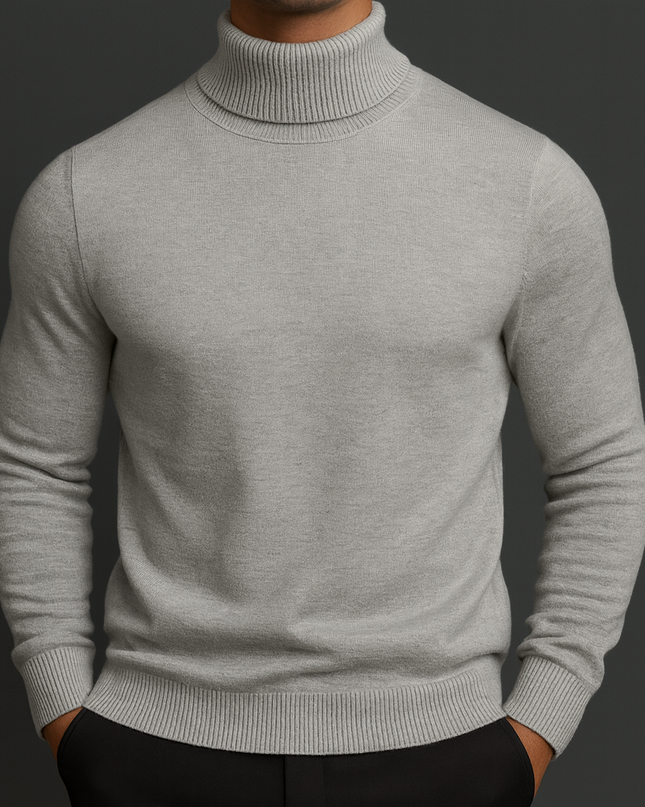 Men's Roll Neck Jumper – Fine Knit Classic Winter Layer