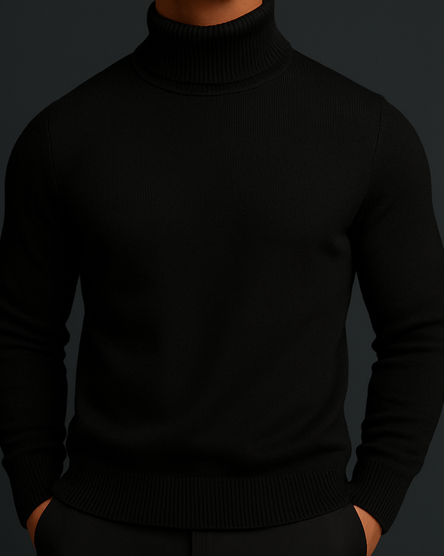 Men's Roll Neck Jumper – Fine Knit Classic Winter Layer