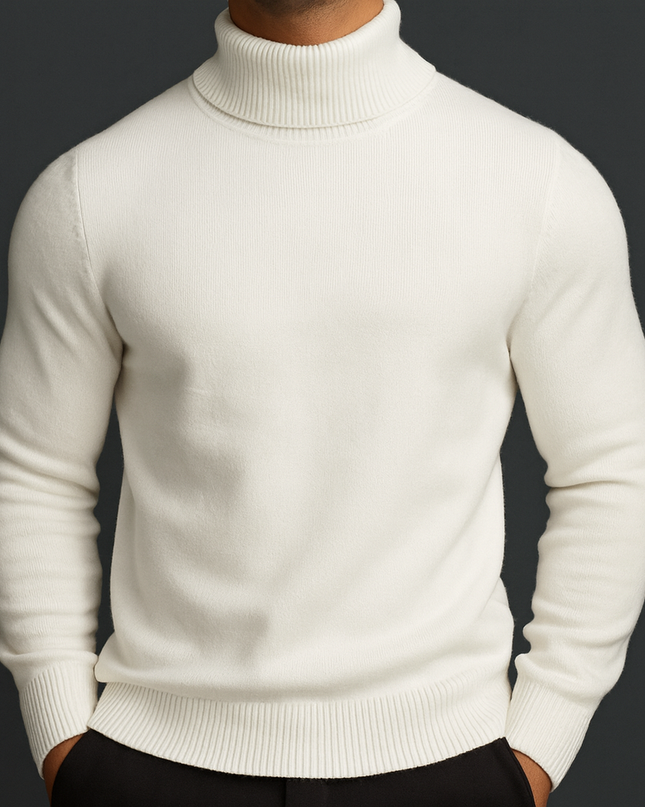 Men's Roll Neck Jumper – Fine Knit Classic Winter Layer