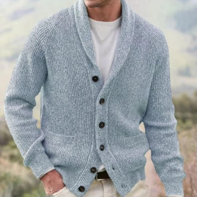 Men's Shawl Collar Cardigan – Button Front Heritage Knit