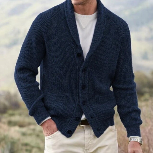Men's Shawl Collar Cardigan – Button Front Heritage Knit