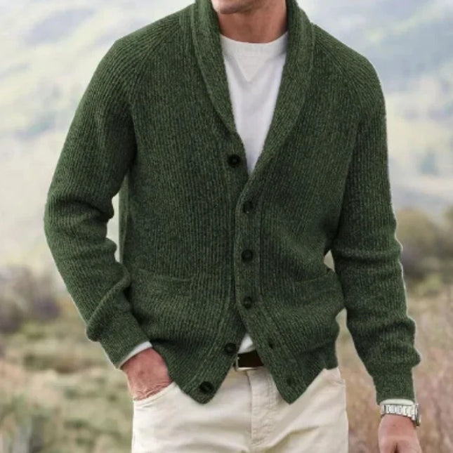 Men's Shawl Collar Cardigan – Button Front Heritage Knit