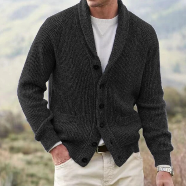 Men's Shawl Collar Cardigan – Button Front Heritage Knit