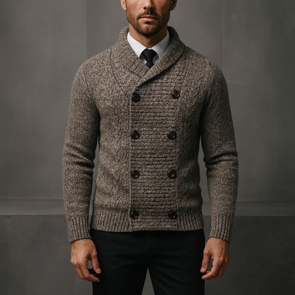 Men's Shawl Collar Cardigan – Double-Breasted Heritage Knit