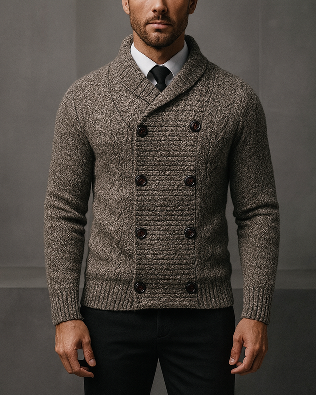 Men's Shawl Collar Cardigan – Double-Breasted Heritage Knit