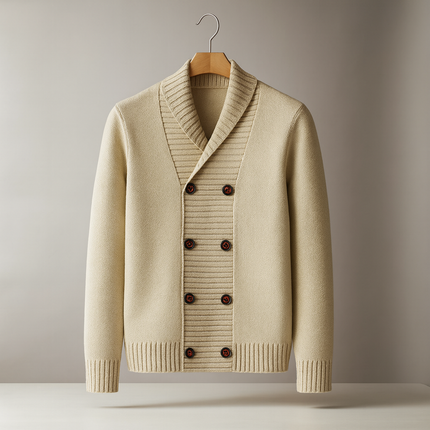 Men's Shawl Collar Cardigan – Double-Breasted Heritage Knit