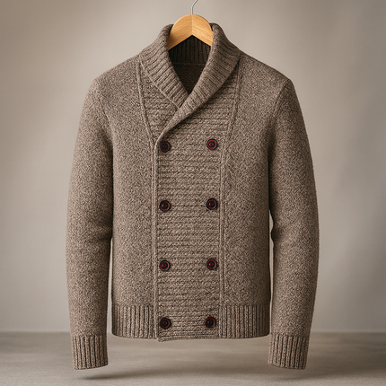 Men's Shawl Collar Cardigan – Double-Breasted Heritage Knit