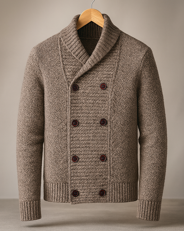 Men's Shawl Collar Cardigan – Double-Breasted Heritage Knit