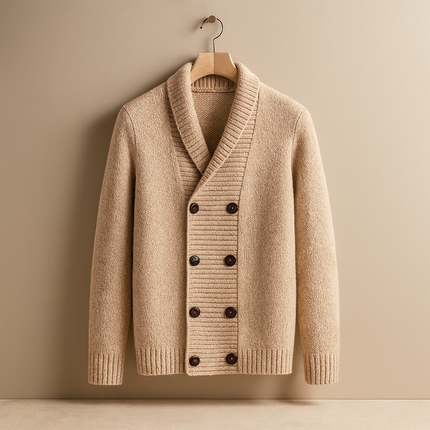 Men's Shawl Collar Cardigan – Double-Breasted Heritage Knit