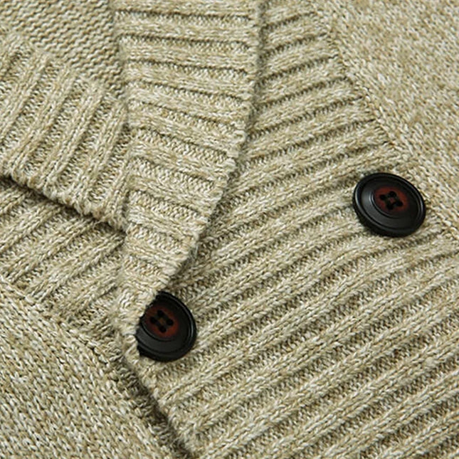 Men's Shawl Collar Cardigan – Double-Breasted Heritage Knit