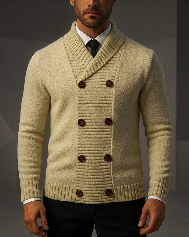 Men's Shawl Collar Cardigan – Double-Breasted Heritage Knit
