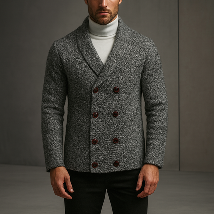 Men's Shawl Collar Cardigan – Double-Breasted Heritage Knit