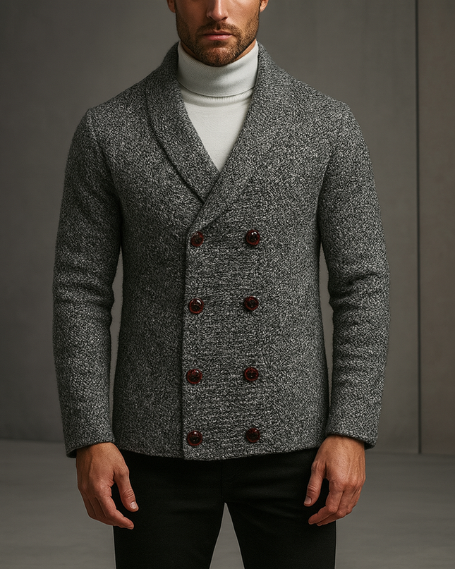 Men's Shawl Collar Cardigan – Double-Breasted Heritage Knit