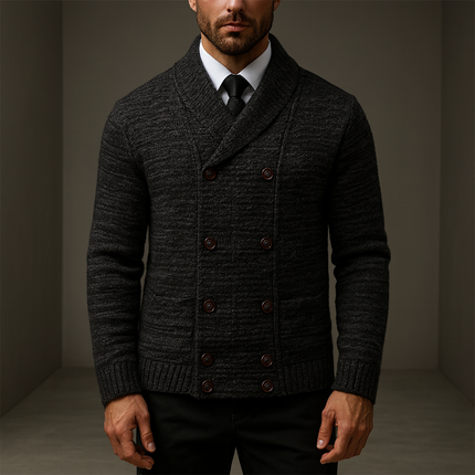 Men's Shawl Collar Cardigan – Double-Breasted Heritage Knit