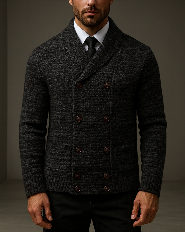 Men's Shawl Collar Cardigan – Double-Breasted Heritage Knit